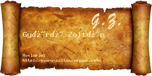 Gyürü Zoltán névjegykártya